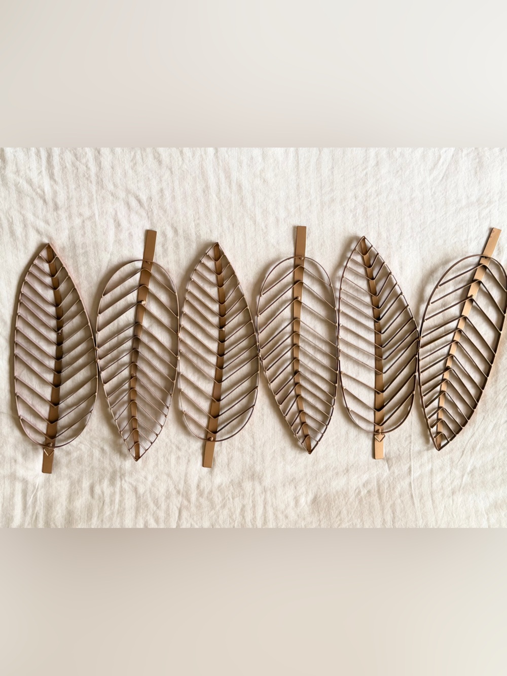 Neutral Bronze Metal Leaf Wall Decor - Modern Gold Accent